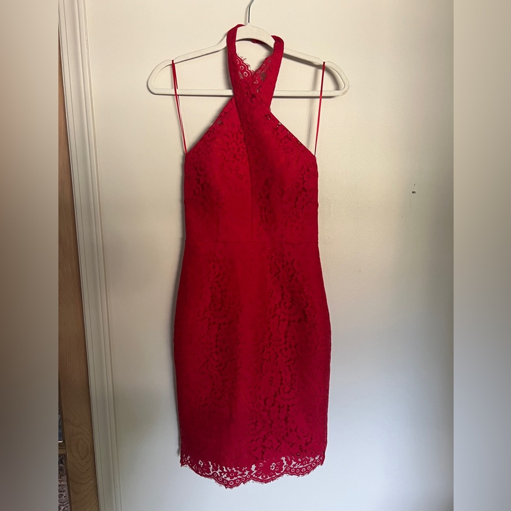 Keepsake High Roads Lace Dress in Red